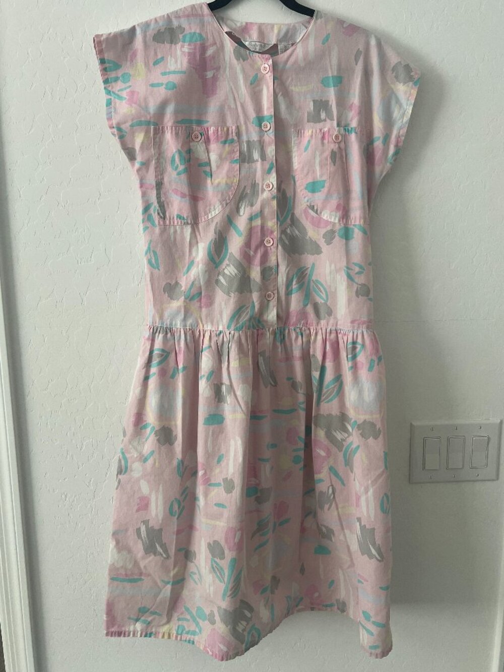 Vintage 80s/90s Pastel Abstract Dress Sabrina for Mervyn’s Women's Small